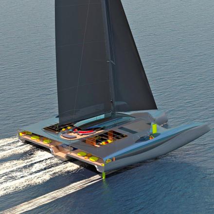 This 130 Foot Wide Trimaran Is Designed To Be World’s First Zero-Emission Superyacht