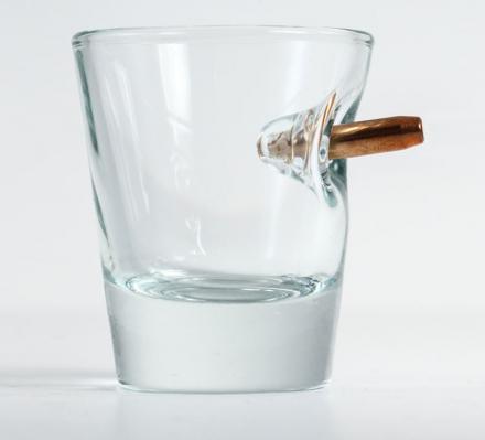 Bulletproof Shot Glass Has a Bullet Stuck in The Glass