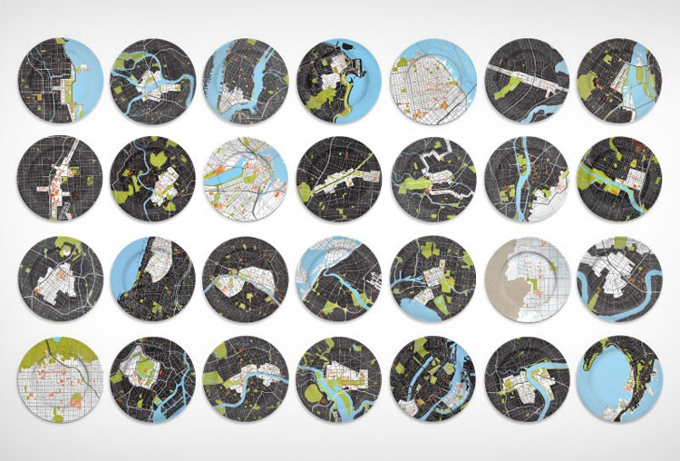 City Map Dinner Plates