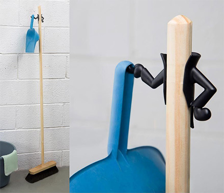 Fancy Butler Broom and Dustpan Holder