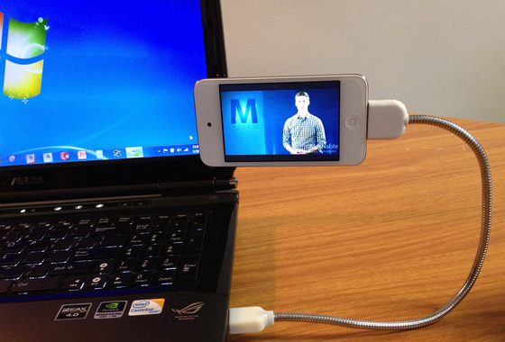 Flexible iPhone Stand and Charger - Rugged Stainless steel charging cable doubles as a phone mount