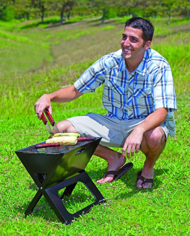 Collapsible Charcoal X-Grill - Onivia Folding Portable BBQ Grill - 1 inch thick grill