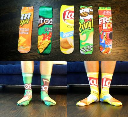 Funny Food Socks – Quirky Snack, Chips, and Cereal Print Socks