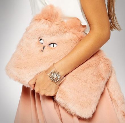 Furry Cat Clutch Purse