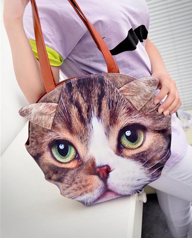 Giant Cat Face Messenger Bag Purse - Giant Cat Face Tote Bag