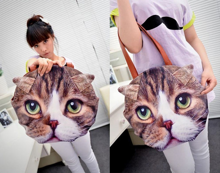 Giant Cat Face Messenger Bag Purse - Giant Cat Face Tote Bag