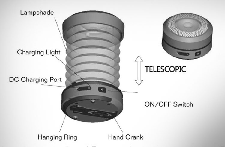 Hand Crank Accordion Lantern and Phone Charger