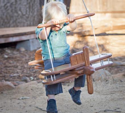 Kid’s Outdoor Wooden Airplane Swing