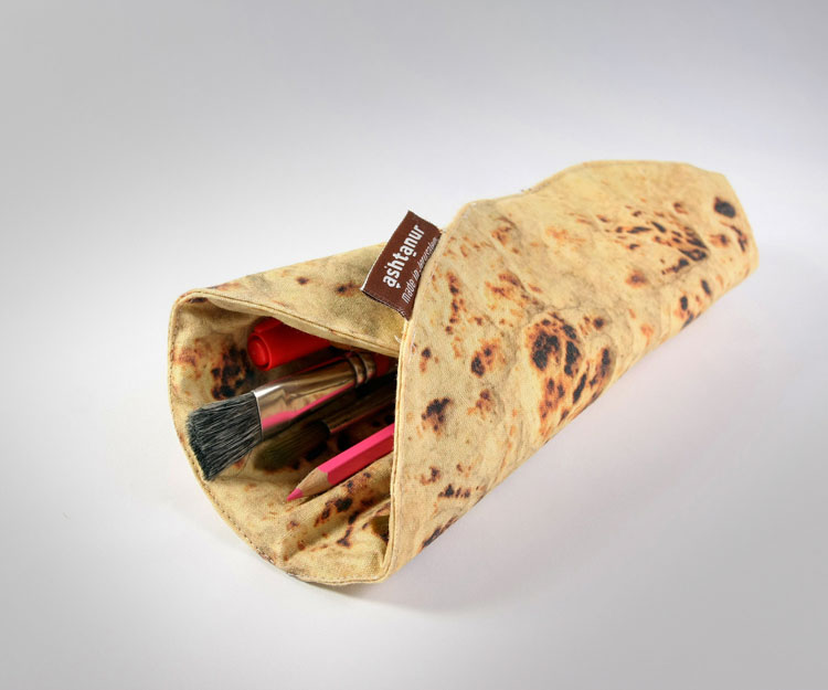 Pita Bread Art Supply Holder - Burrito roll pencil case