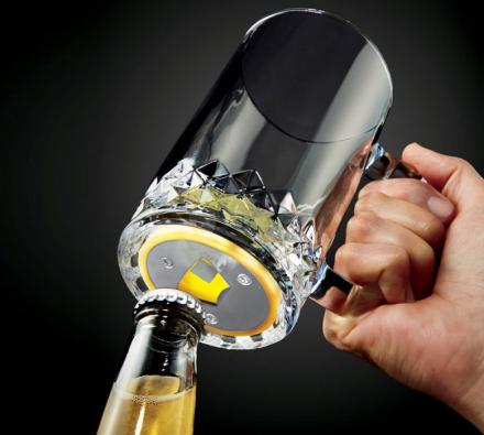 Pop ‘n Pour Beer Mug Has a Bottle Opener on The Bottom Of It