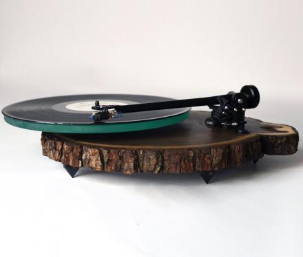 Record Player Made From a Tree Trunk