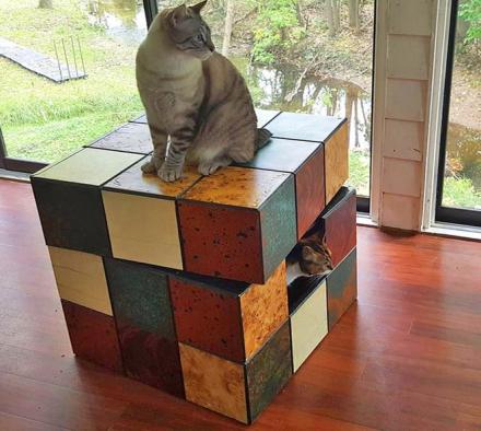 Rubik’s Cube Table Cat Bed