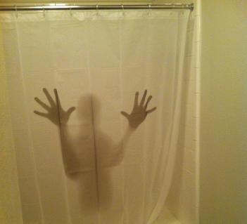 Shadowy Figure Scary Shower Curtain