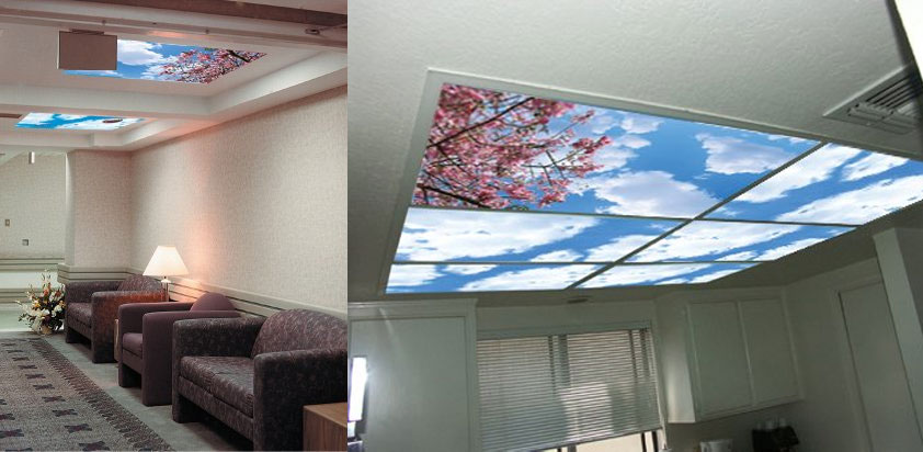 Sky Panel Light Fixture Cover - Bright blue sky office lights cover