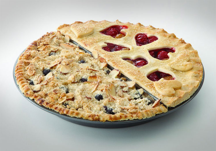 Split Pie Pan - Split Decision Pie Pan - Unique Pie pan lets you make two different pie flavors at once