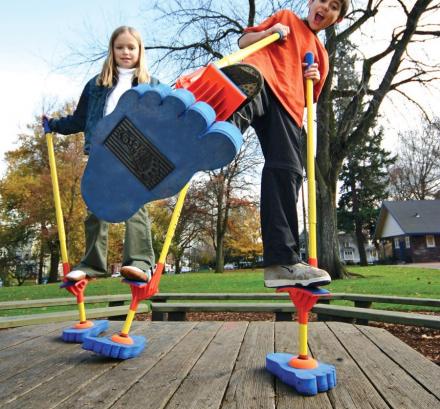 Stomp Walker Stilts Have Giant Foam Feet On The Bottom Of Them