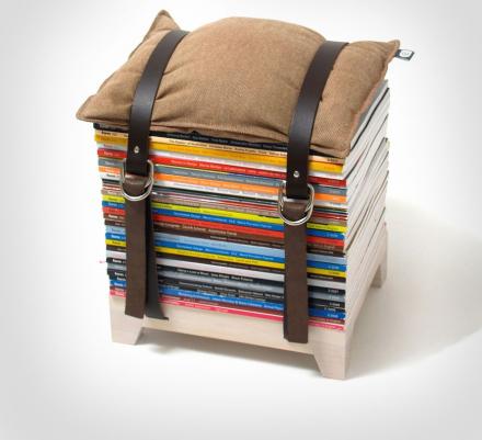 Stool Made From Stacked Magazines