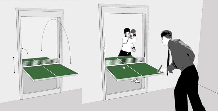 Ping Pong Door - Table Tennis Door - Door That Folds Down Into a Ping Pong Table
