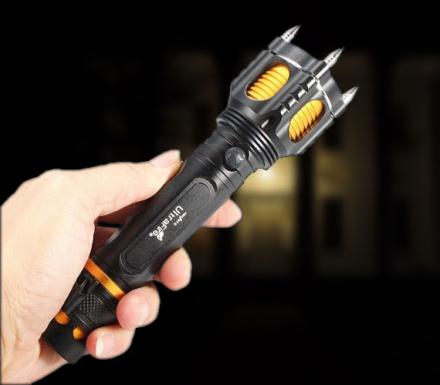 Tactical Self Defense Flashlight With Spikes