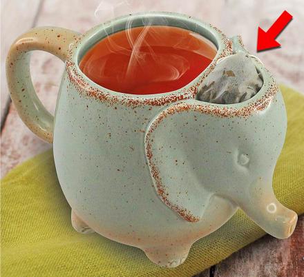 This Cute Elephant Mug Has a Spot For Your Tea Bag After It’s Done Brewing