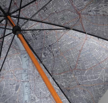 Umbrella With a Map of London on the Inside of It
