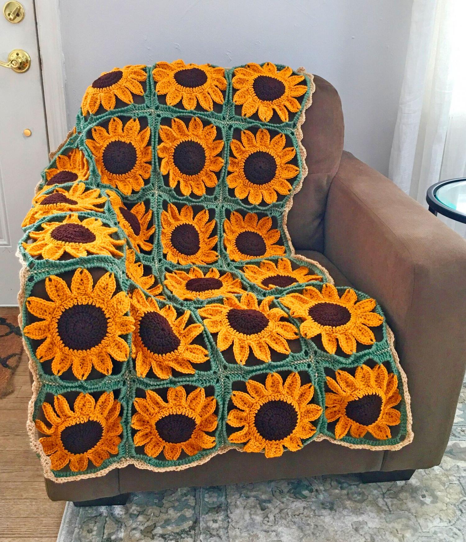 Giant Sunflower Crochet Blanket Pattern Free