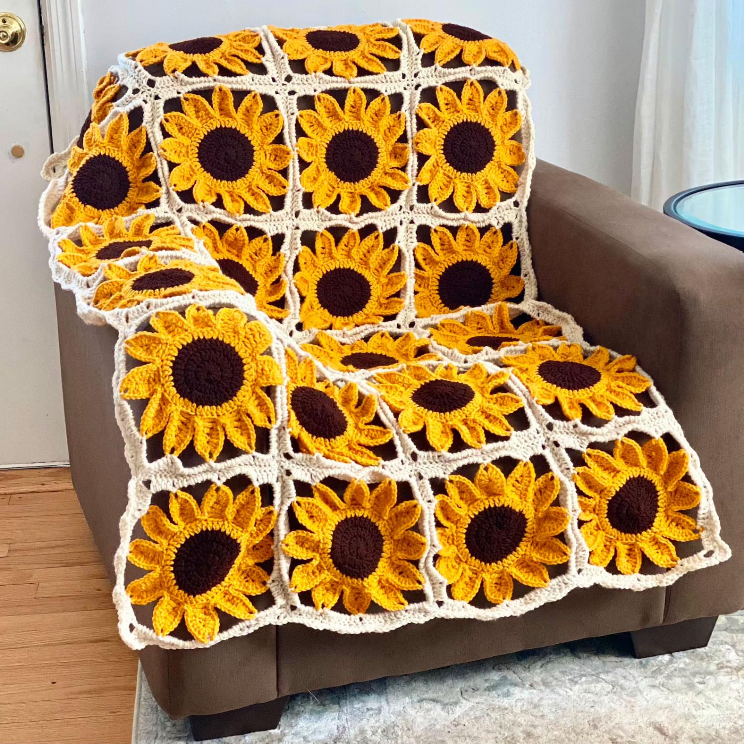 Giant Sunflower Crochet Blanket Pattern Free