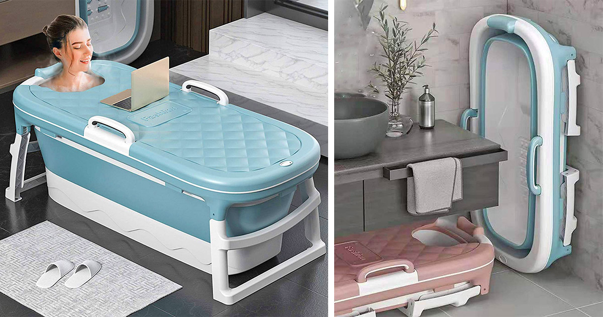 Portable folding bathtub