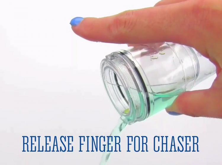 DoubleTake Shot Glass - Shot glass with second container for shot chaser - release finger hole to drink chaser