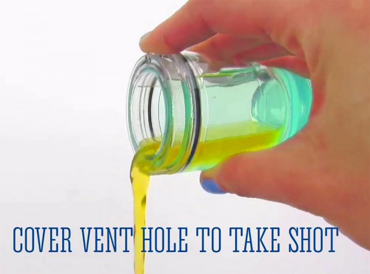 DoubleTake Shot Glass - Shot glass with second container for shot chaser - release finger hole to drink chaser