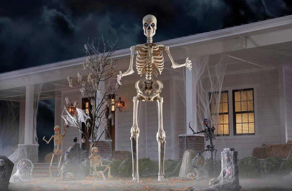 Giant 12 Foot Skeleton Halloween Decoration - Home Depot Skeleton Decoration