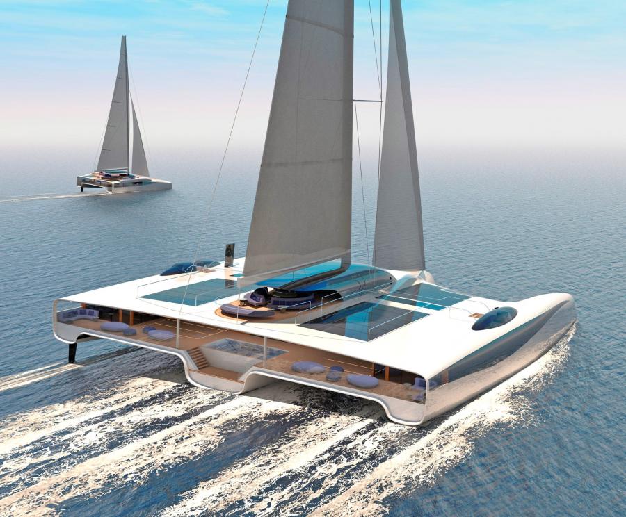 130 Foot Wide Trimaran Superyacht Zero Emission