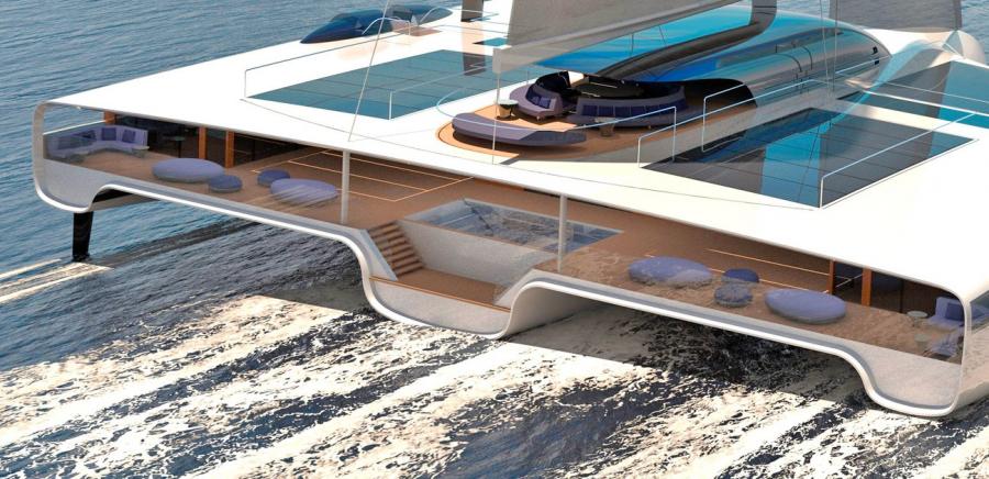 130 Foot Wide Trimaran Superyacht Zero Emission