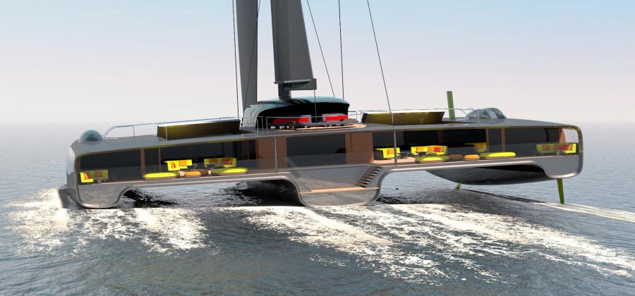 130 Foot Wide Trimaran Superyacht Zero Emission
