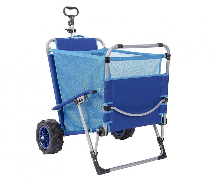 2-in-1 beach chair lounger wagon combo - Beach Chair Doubles as a Wagon For Easy Beach Trips