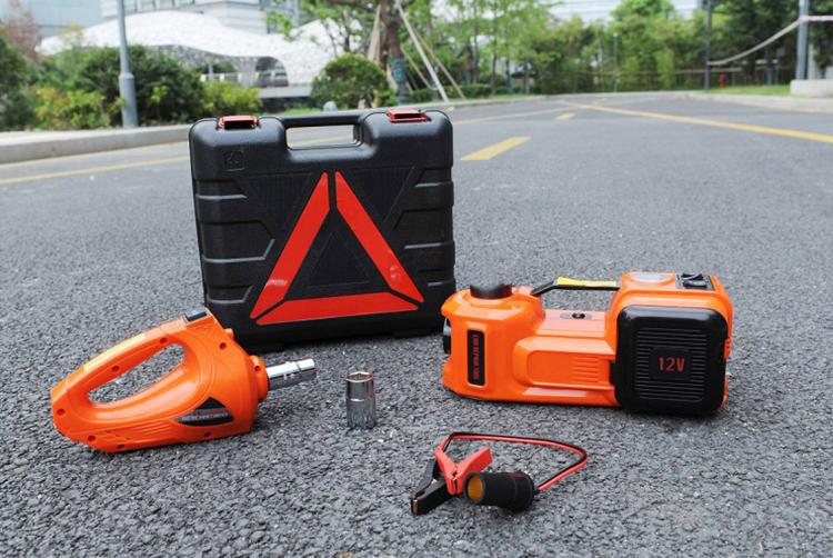 3-in-1 electric car jack, impact wrench, tire inflator, flashlight - Multipurpose emergency car jack gadget