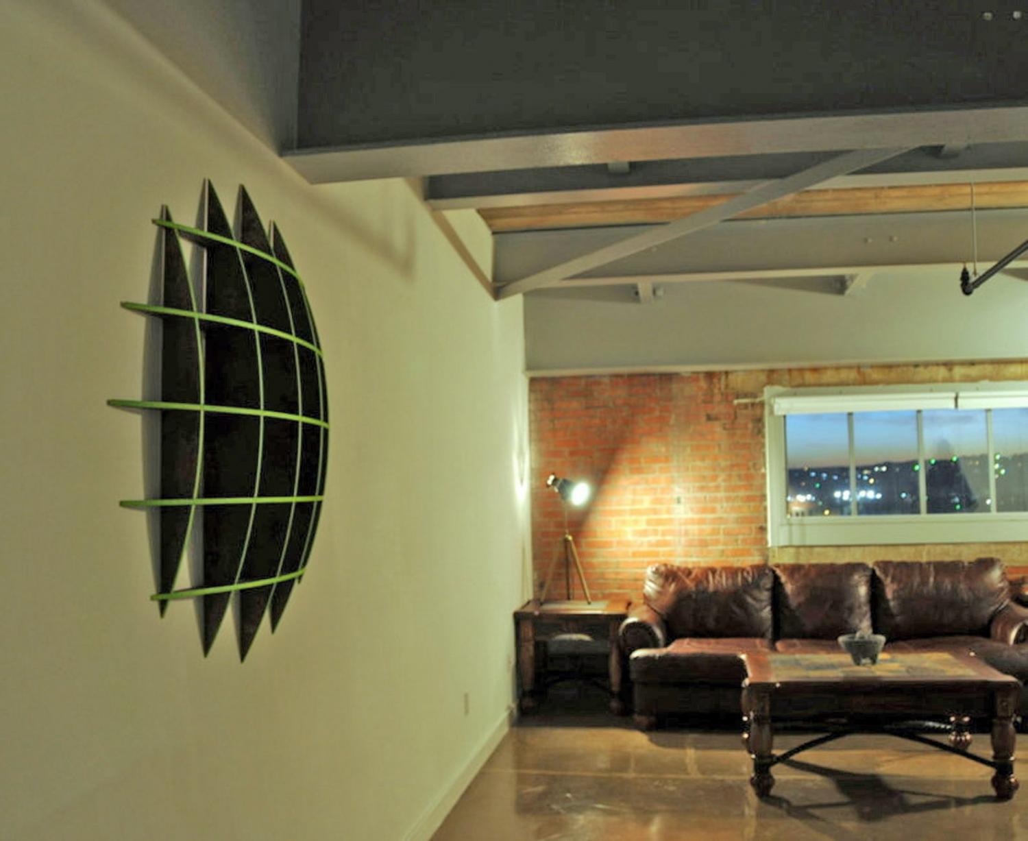 3D Sphere Bookshelf Looks Like It's Sinking Into Your Wall - Curved Circular Wooden Bookshelf