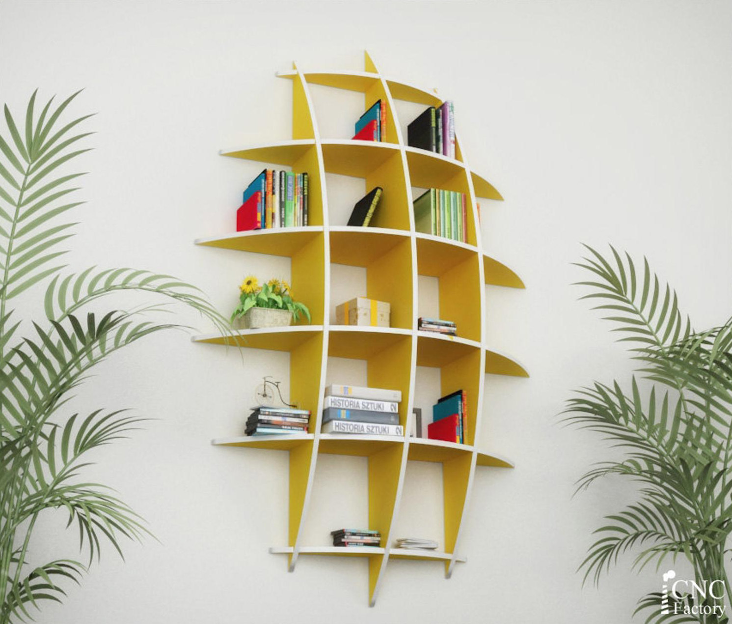 3D Sphere Bookshelf Looks Like It's Sinking Into Your Wall - Curved Circular Wooden Bookshelf