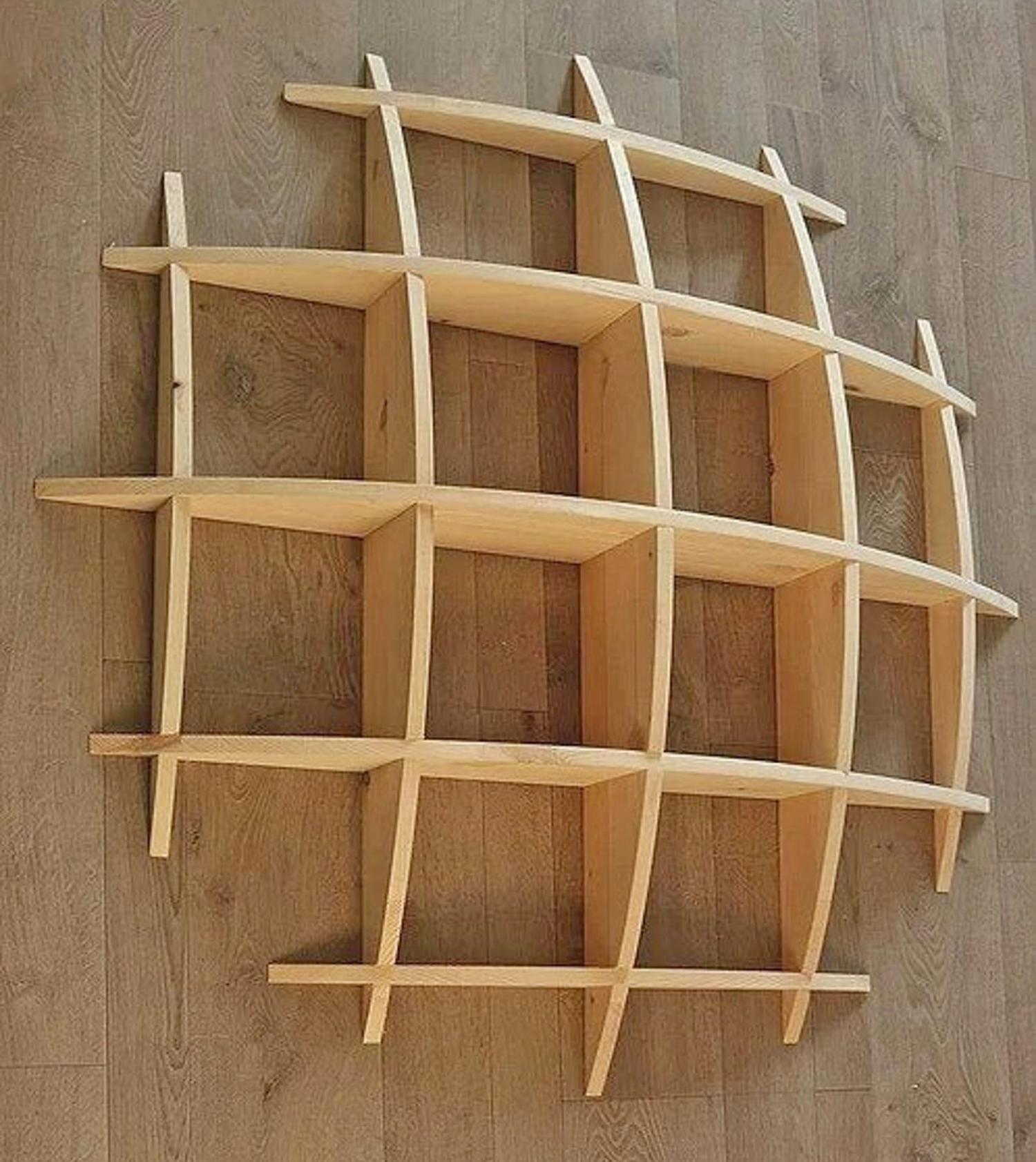 3D Sphere Bookshelf Looks Like It's Sinking Into Your Wall - Curved Circular Wooden Bookshelf