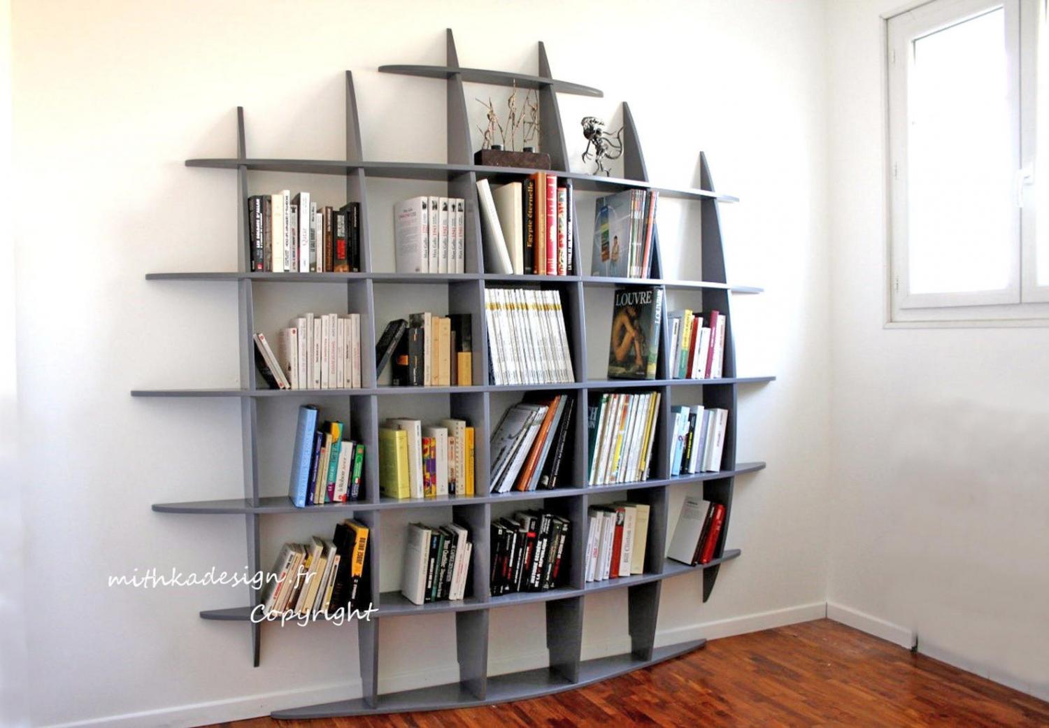 3D Sphere Bookshelf Looks Like It's Sinking Into Your Wall - Curved Circular Wooden Bookshelf