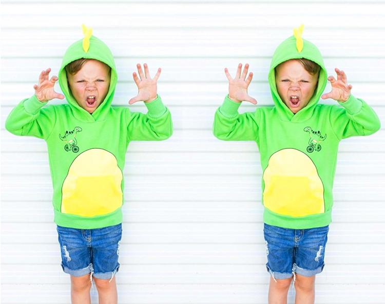 3D Dinosaur Kids Hoodie With Spikes - Kids spiked dinosaur hoodie