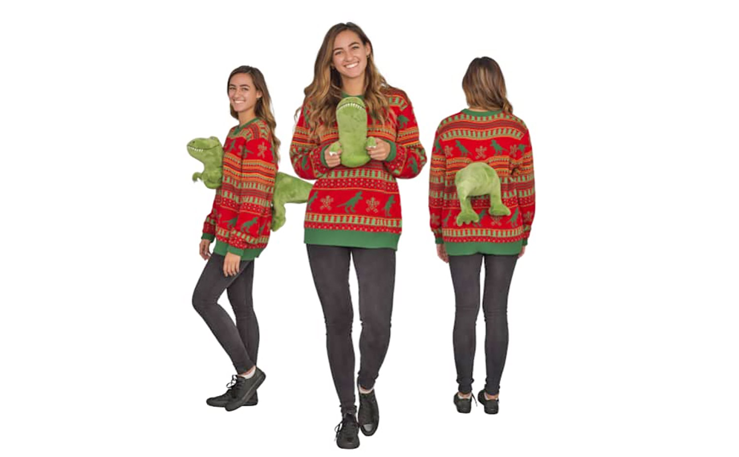 3D T-Rex Dinosaur Ugly Christmas Sweater