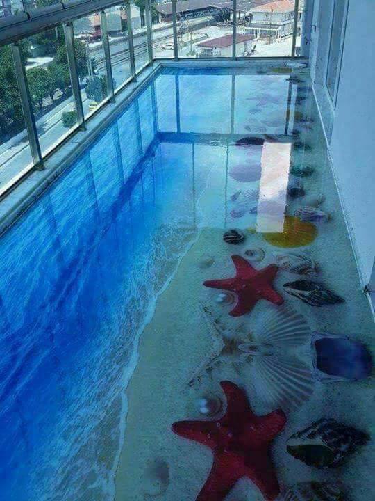 3D Epoxy Floors That Will Turn Your Room Into a Beach - illusion 3d flooring