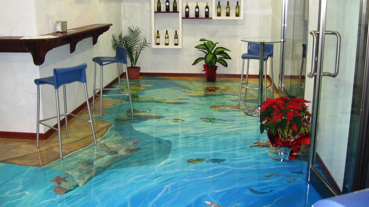 3D Epoxy Floors That Will Turn Your Room Into a Beach - illusion 3d flooring