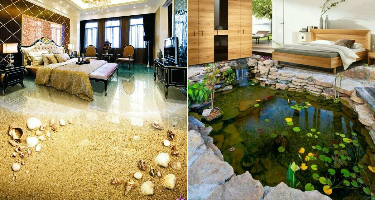 3D Epoxy Floors That Will Turn Your Room Into a Beach - illusion 3d flooring