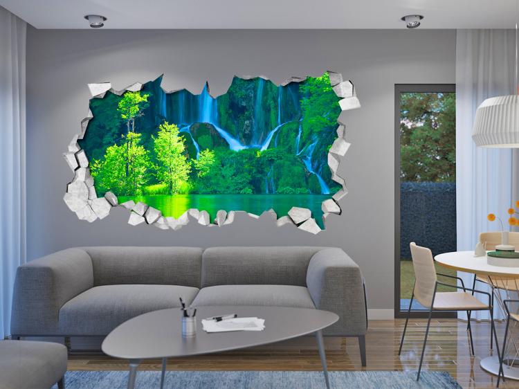3D Wall Sticker Decals - 3D Wallpaper - 3D Peaceful Pond Wall Sticker - Coming through wall decal