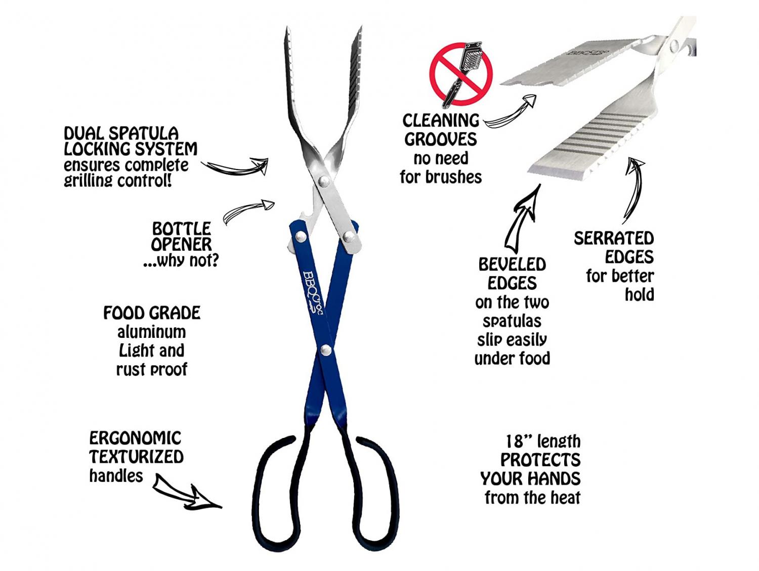 4-in-1 BBQ Tongs and Spatula Combo BBQCroc
