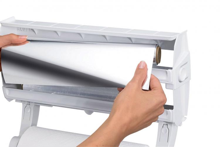 4-in-1 Roll Holder For Plastic Wrap, Tinfoil, and Paper Towels - Leifheit 25771 Kitchen roll holder