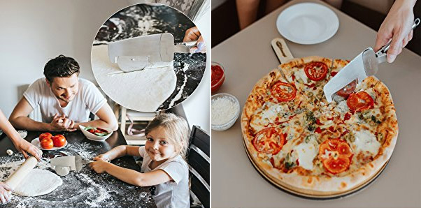 4-in-1 Pizza Cutter Doubles as a Pizza Serving Spatula - Multi-purpose pizza slicer