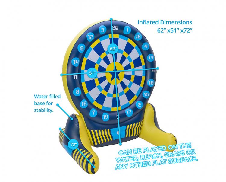 6 Foot Inflatable Giant Backyard Dart Board - Huge floating pool dart board